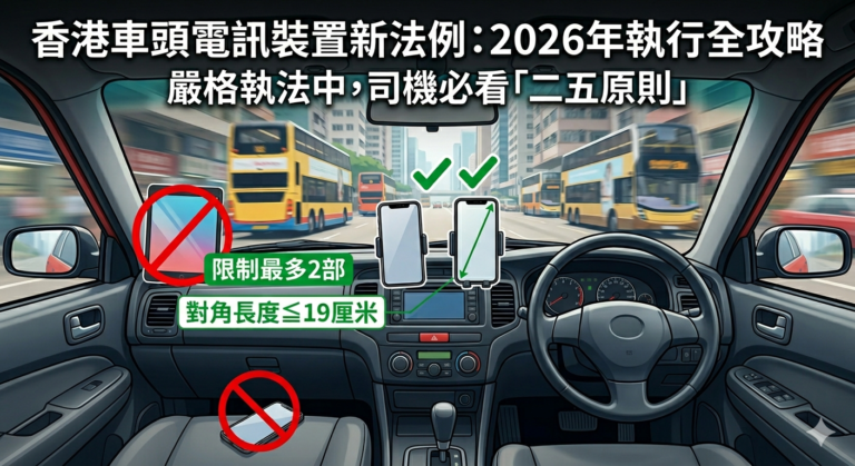 香港司機注意！車頭手機「二五原則」正式執法：違例最高罰二千元
